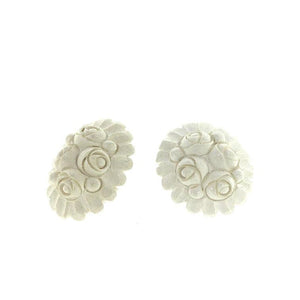 Hand Carved White Meerschaum Clip On Earrings
