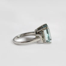 9ct White Gold 6.25ct Aquamarine and Diamond Dress Ring
