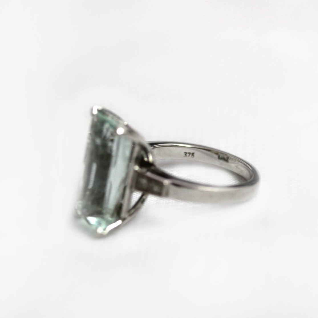 9ct White Gold Baguette Aquamarine and Diamond Dress Ring