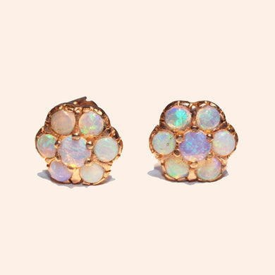 9ct Rose Gold Opal Cluster Earrings