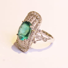 18ct White Gold 3.18ct Emerald and Diamond Cocktail Ring