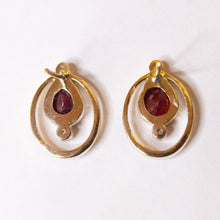 9ct Yellow Gold Ruby and Diamond Stud Drop Earrings