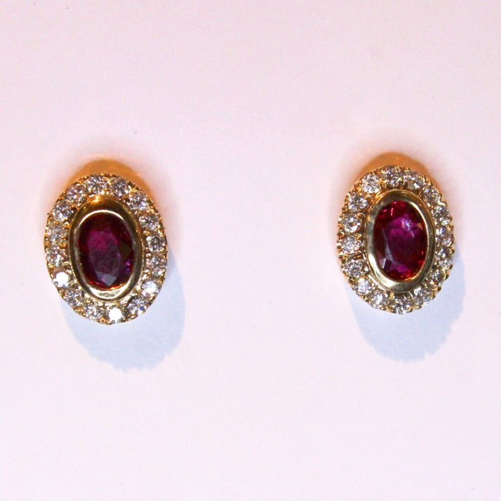 9ct Gold Ruby and Diamond Stud Earrings