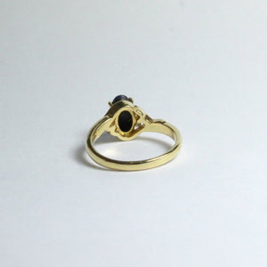 14ct Yellow Gold Solid Opal and Diamond Ring