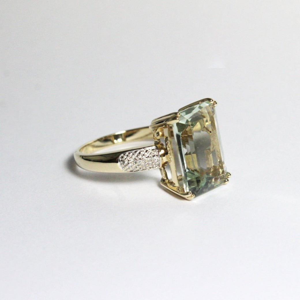 9ct Yellow Gold Aquamarine and Diamond Dress Ring