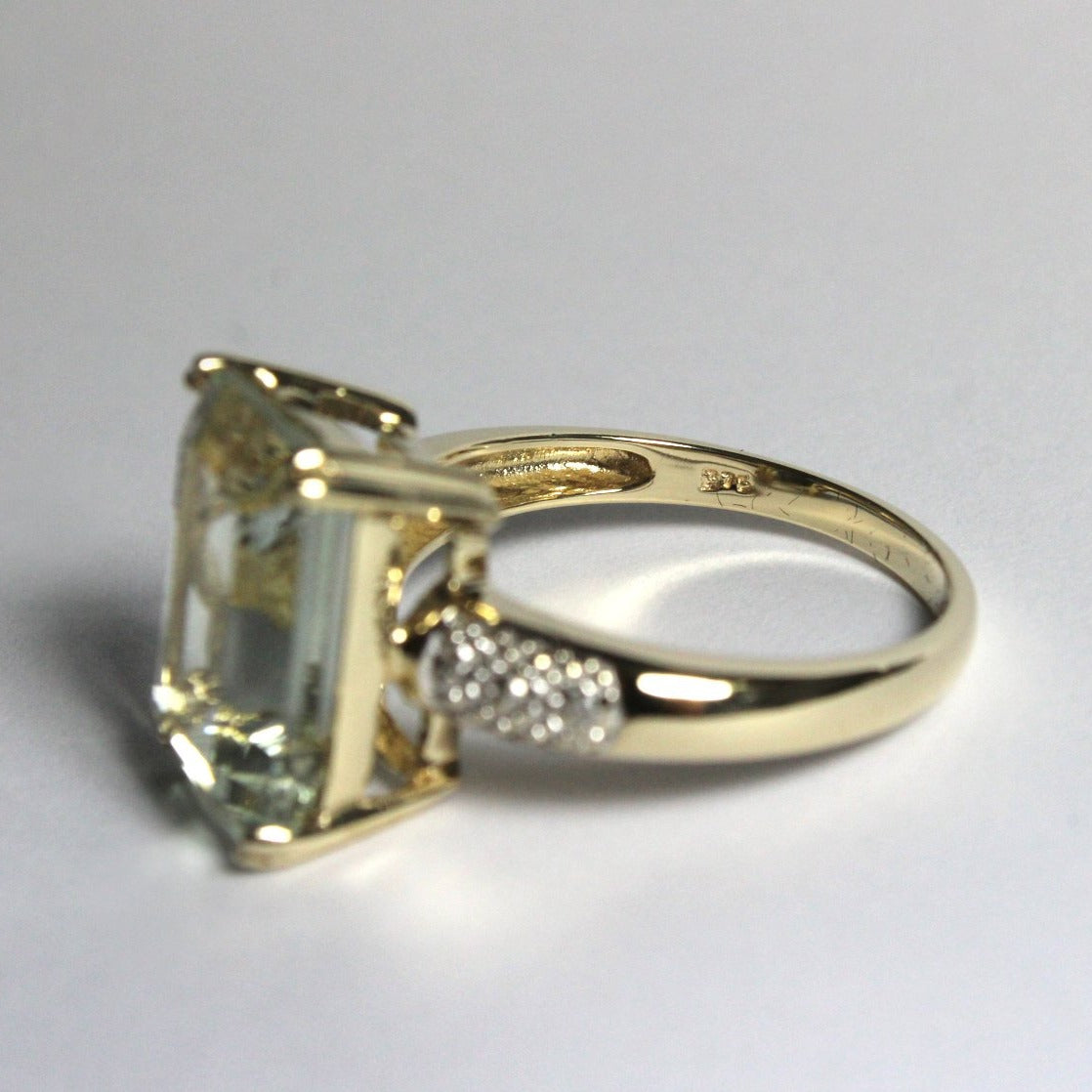 9ct Yellow Gold Aquamarine and Diamond Dress Ring