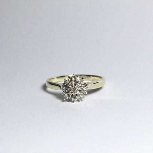 9ct Yellow Gold Fancy Cut Diamond Cluster Ring