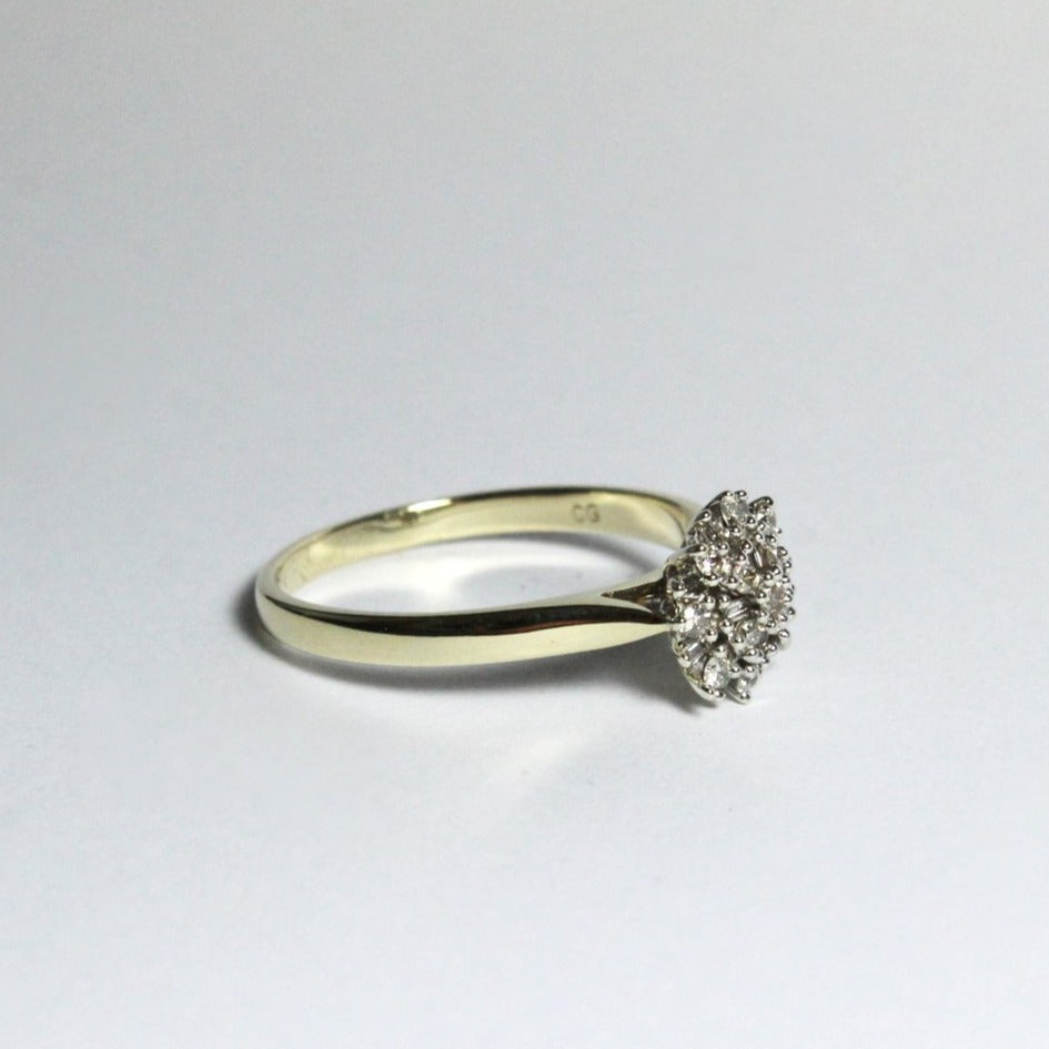 9ct Yellow Gold Fancy Cut Diamond Cluster Ring