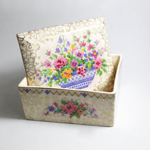 Antique Porcelain Hollinshead & Kirkham Tunstall Cross Stitch Box