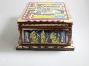 Vintage Egyptian Revival Mother of Pearl Inlay Teak Box