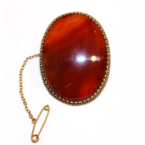 Antique 9ct Yellow Gold Carnelian Brooch