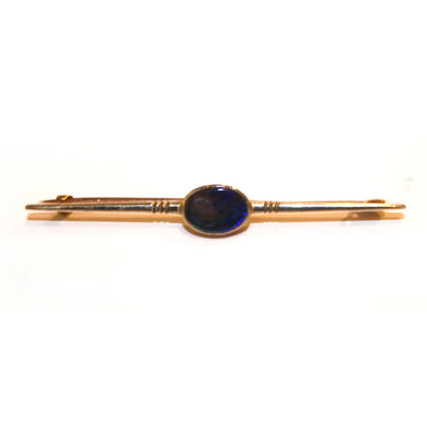 Vintage 15ct Yellow Gold Solid Opal Bar Brooch
