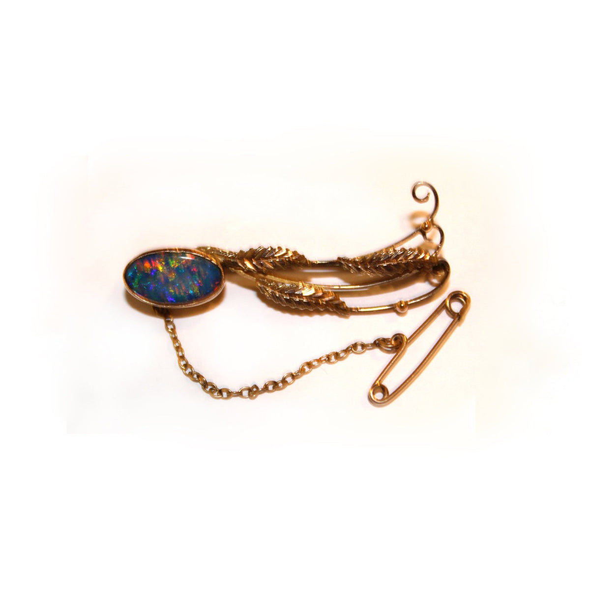 Vintage 9ct Yellow Gold Doublet Opal Brooch