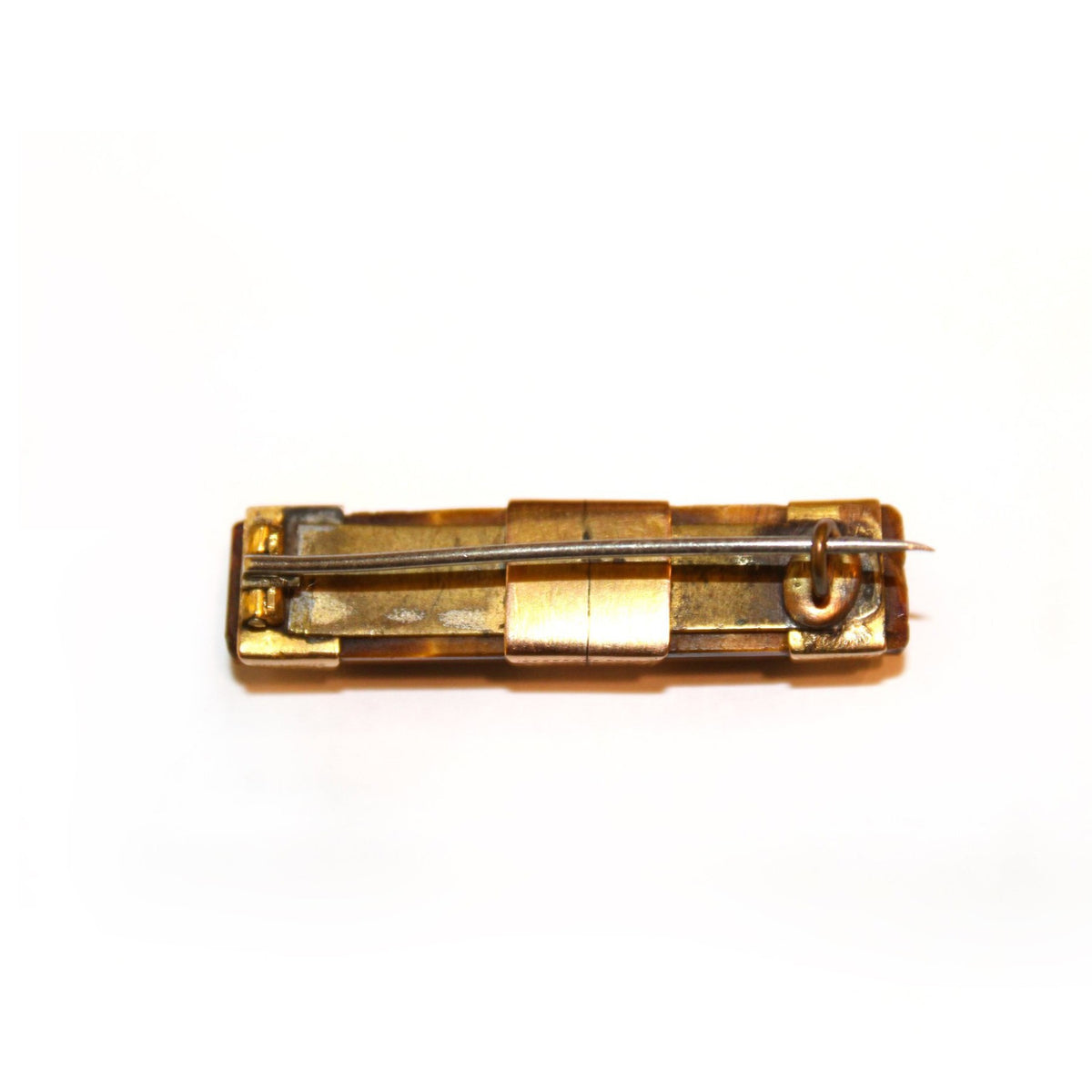 Antique 9ct Rose Gold Tiger's Eye Collar Brooch