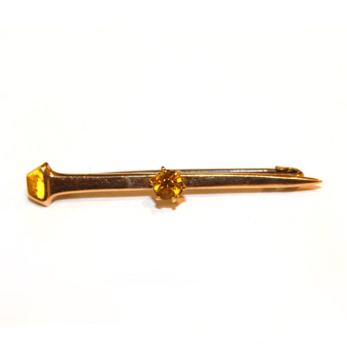 Vintage 9ct Yellow Gold Citrine Horse Shoe Nail Tie Pin