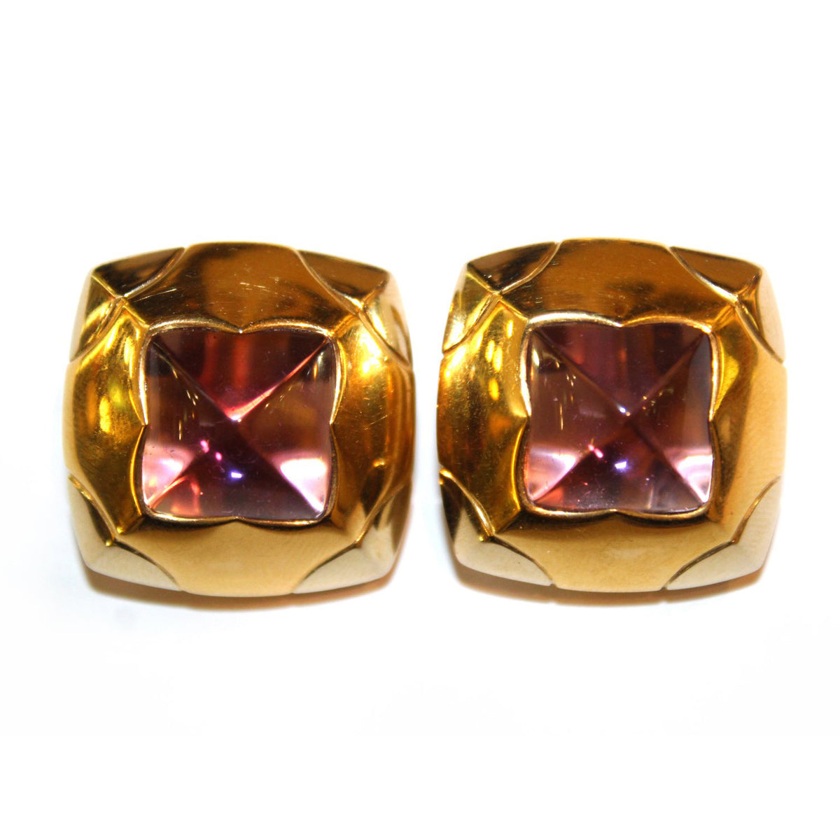 Vintage Bulgari 18ct Gold Amethyst Clip On Earrings