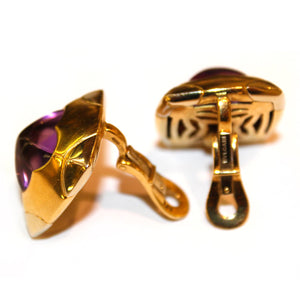 Vintage Bulgari 18ct Gold Amethyst Clip On Earrings