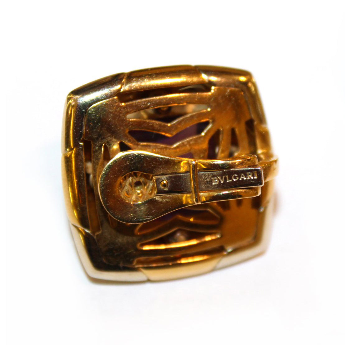 Vintage Bulgari 18ct Gold Amethyst Clip On Earrings