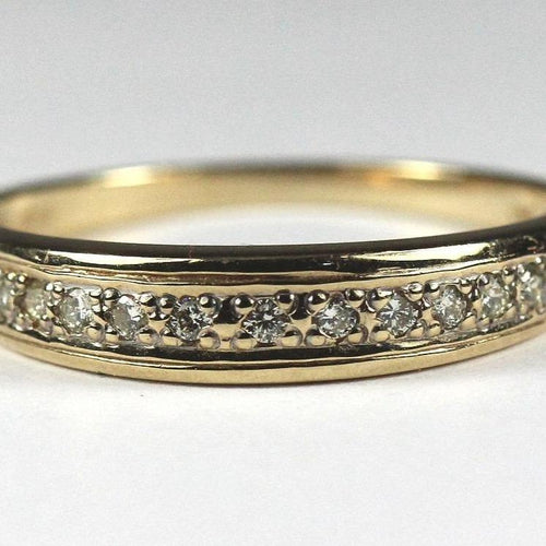 9ct Yellow Gold Thin Diamond Band