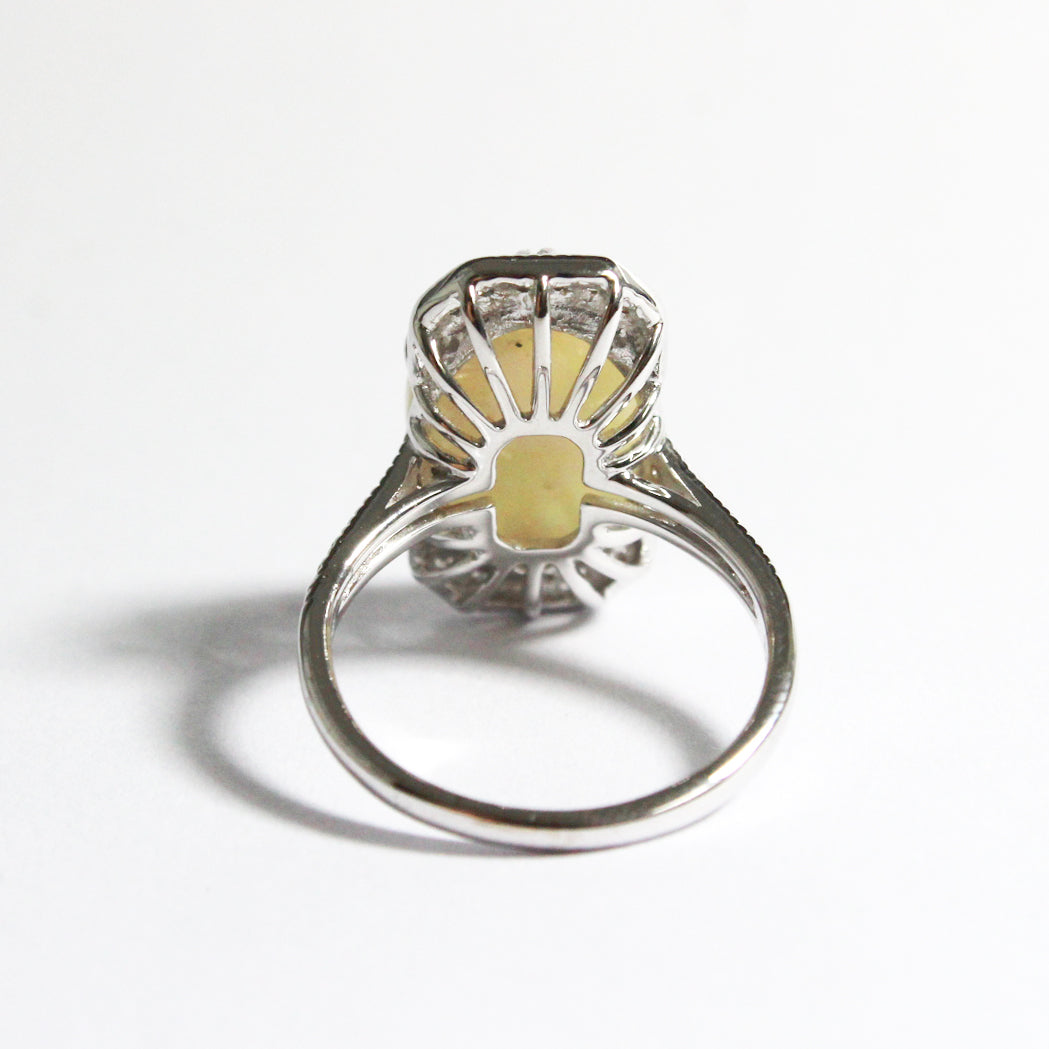 Solid White Opal and Diamond Dress Ring