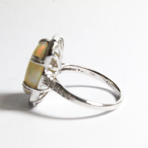 Solid White Opal and Diamond Dress Ring