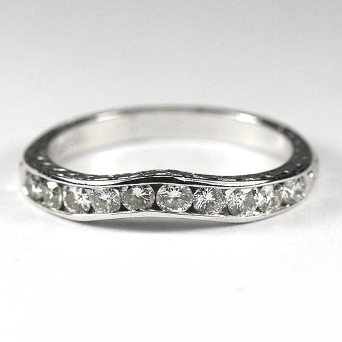 18ct White Gold Curved Diamond Band