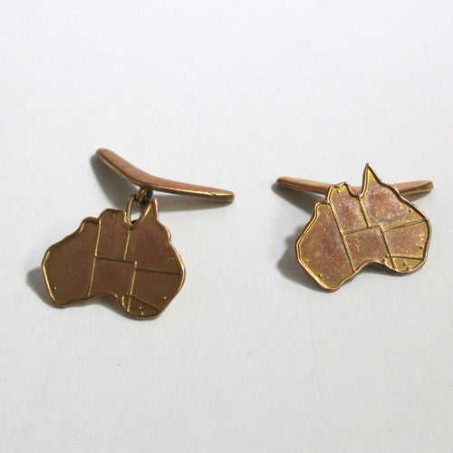 Antique 9ct Rose Gold Australian Map Cufflinks