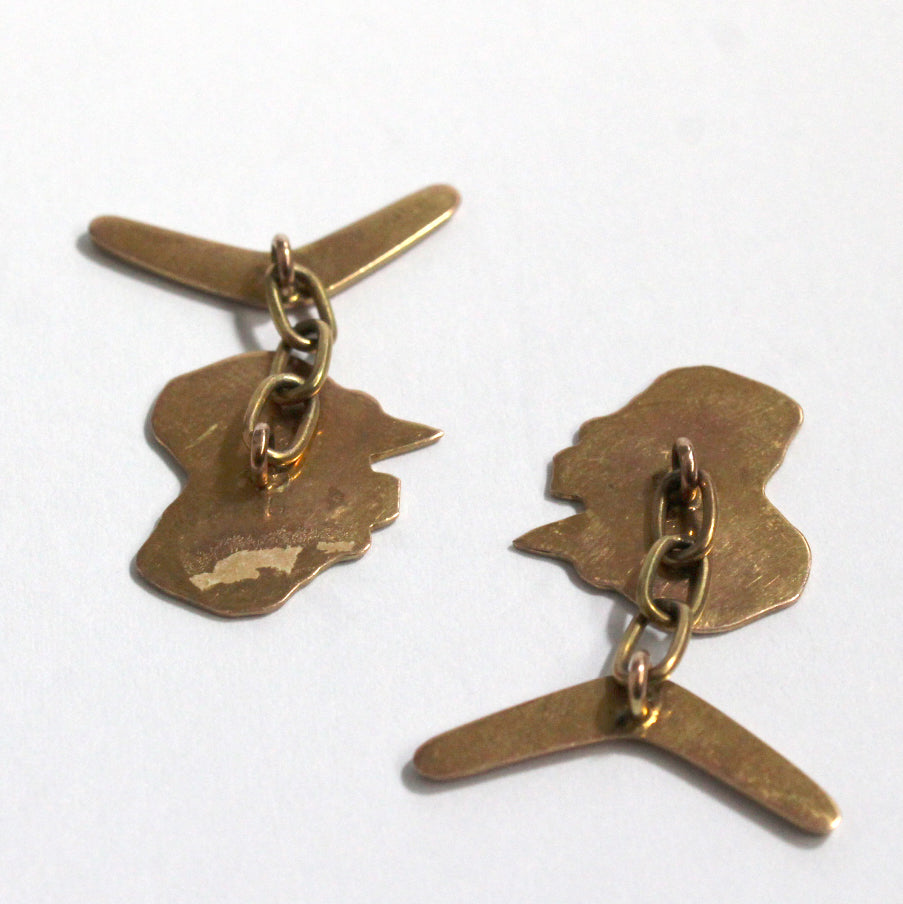 Antique 9ct Rose Gold Australian Map Cufflinks