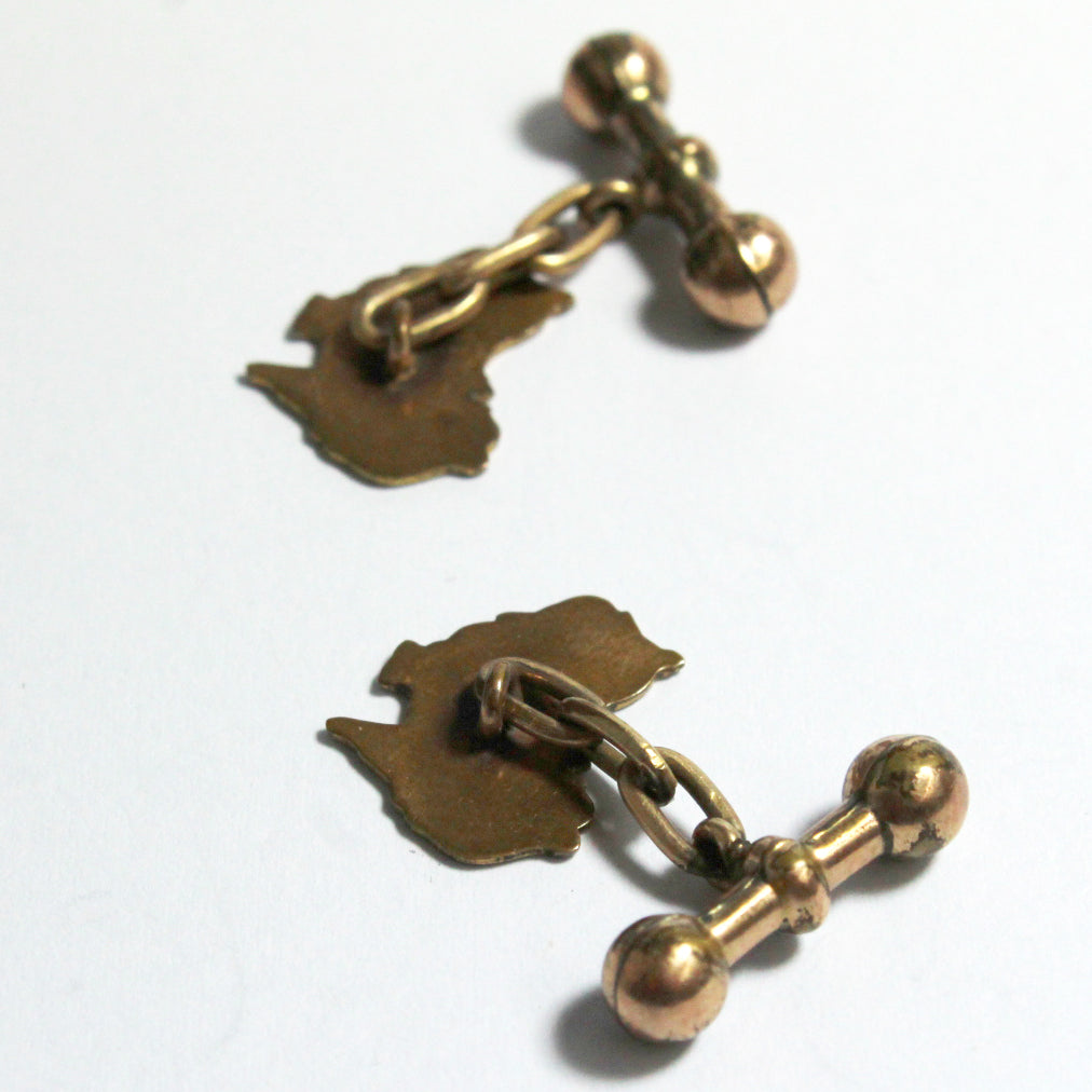 Antique 9ct Yellow Gold Lined Australian Map Cufflinks