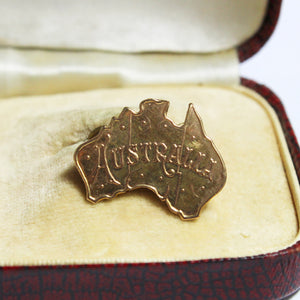 Antique 9ct Rose Gold Lined Australian Map Cufflinks