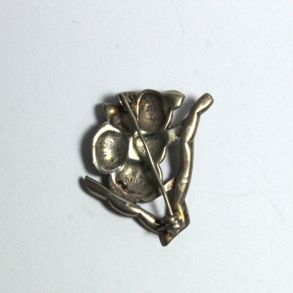 Antique Sterling Silver Marcasite Koala and Joey Brooch