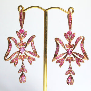 9ct Rose Gold Pink Sapphire Ribbon Drop Earrings