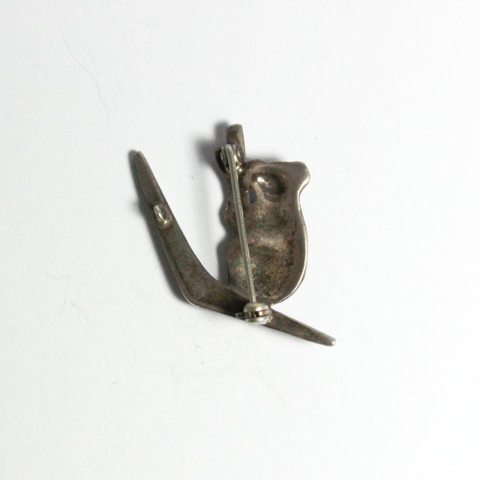 Antique Sterling Silver Marcasite Koala Boomerang Brooch