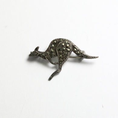 Vintage Sterling Silver Marcasite Wallaby Brooch