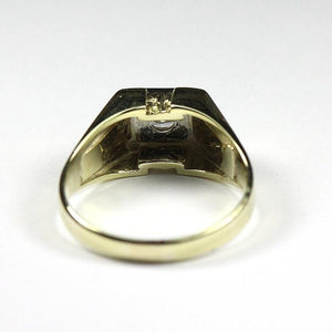Vintage 14ct Yellow Gold Diamond Mens Ring (V)