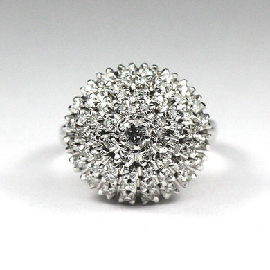 18ct White Gold Diamond Princess Dome Dress Ring
