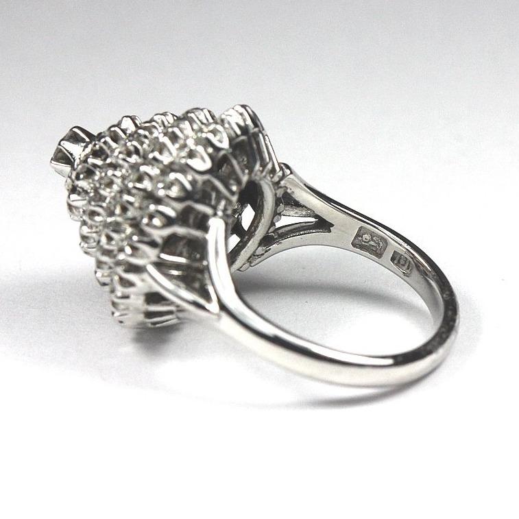18ct White Gold Diamond Princess Dome Dress Ring