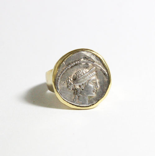 18ct Yellow Gold Ancient Roman Coin Signet Ring