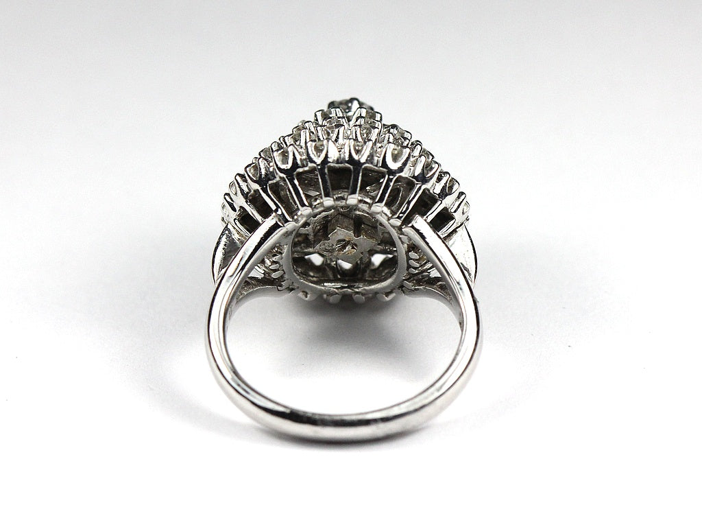 18ct White Gold Diamond Princess Dome Dress Ring