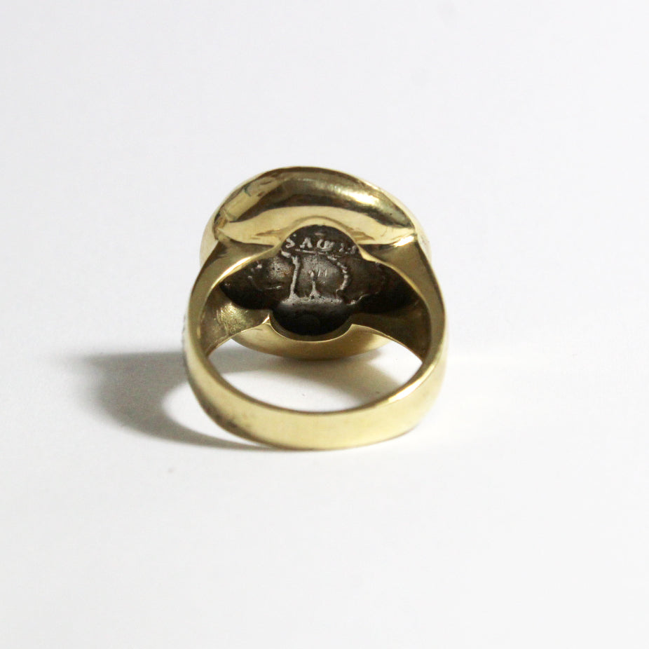 18ct Yellow Gold Ancient Roman Coin Signet Ring