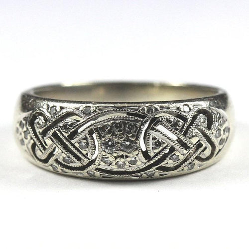 9ct White Gold Diamond Celtic Knot Ring