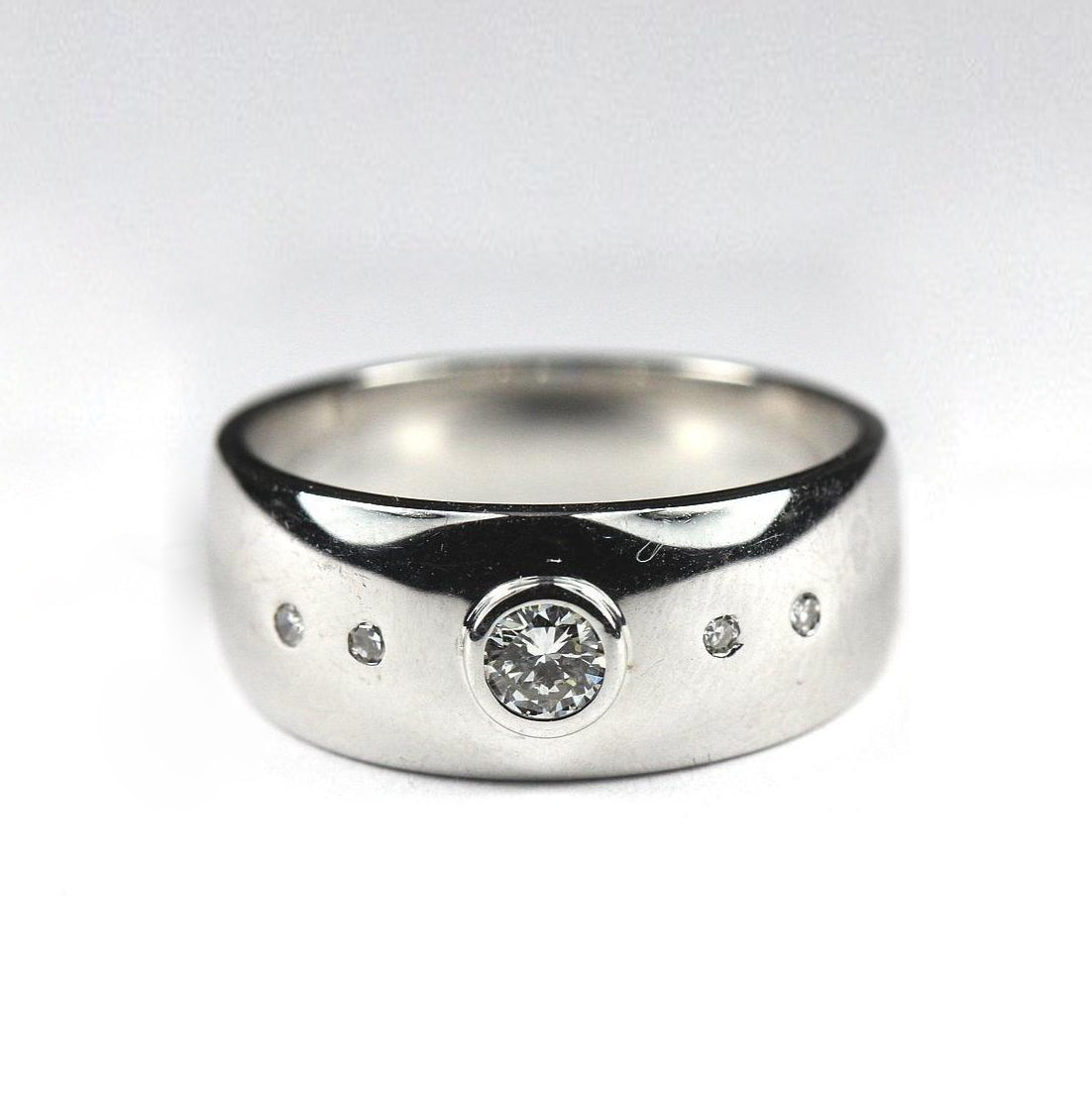 18ct White Gold Bezel Set Diamond Band
