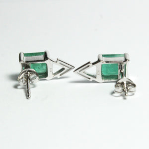 9ct White Gold 3.30ct Emerald Stud Earrings