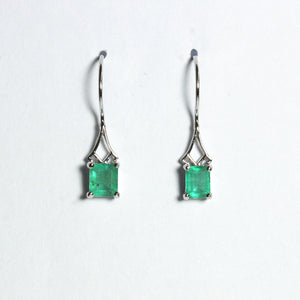 9ct White Gold 1.01ct Emerald Drop Earrings