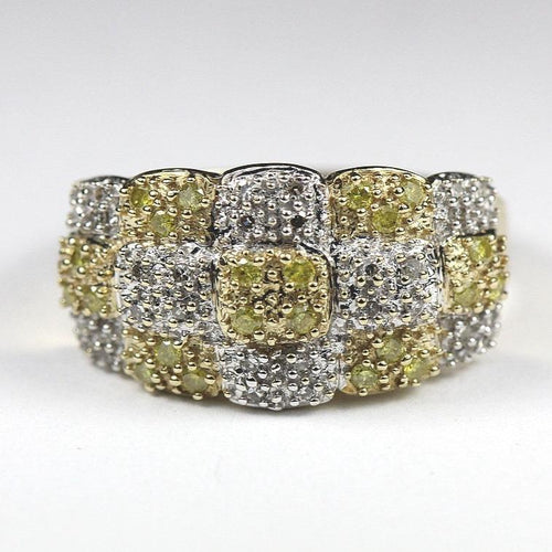 White and Yellow Diamond Pave Set Dress Ring