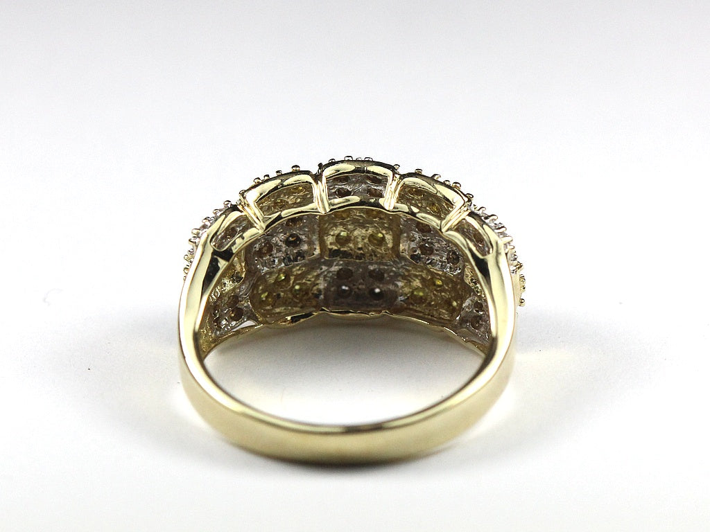 White and Yellow Diamond Pave Set Dress Ring