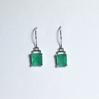 9ct White Gold 2.35ct Emerald Drop Earrings