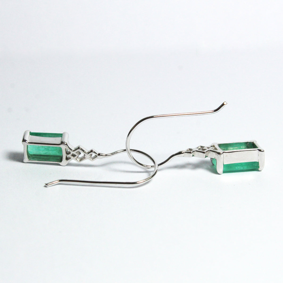9ct White Gold 2.77ct Emerald Drop Earrings