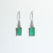 9ct White Gold 2.77ct Emerald Drop Earrings