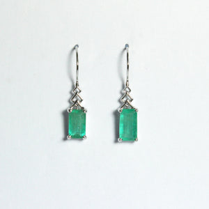 9ct White Gold 2.77ct Emerald Drop Earrings